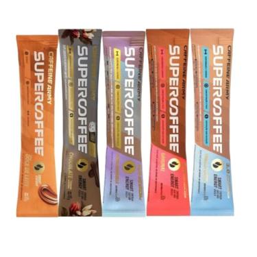 Imagem de Supercoffee To Go Kit com 10 Sachês [Beijinho,Chocolate Lingua de Gato,Choconila (Chocolate com Baunilha),Original e Vanilla Latte (Baunilha)]de 10g Sabores Variados-Caffeine Army