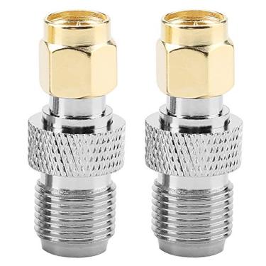 Imagem de Adaptador coaxial RF macho para F fêmea SMA Conector de acoplamento reto de alto desempenho de 2 pacotes para antenas Aplicações de cabo coaxial Construção de metal durável Peso