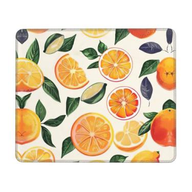 Imagem de Tapete de rato com estampa de fruta cítrica, superfície macia e base de borracha, tapete de rato de tecido macio - uma peça