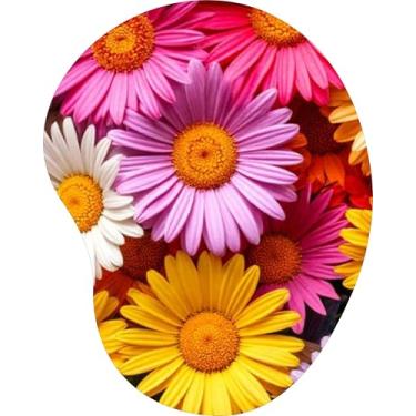 Imagem de Mouse Pad Ergonômico Gota Margaridas Coloridas em Close
