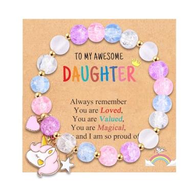 Imagem de Leyung Presentes para filha, neta, sobrinha, pulseiras de contas, enfeites de Natal para crianças, cesta de Páscoa, formatura, dia dos namorados, presentes de aniversário com cartão, liga metálica