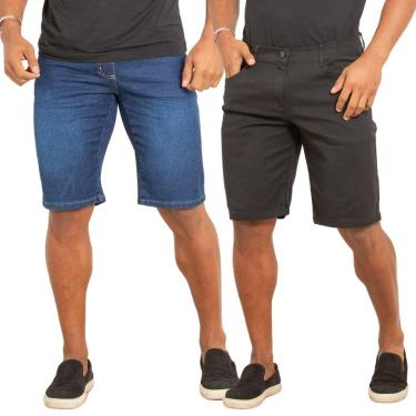 Imagem de Kit 2 Bermudas Masculinas Jeans com Elastano Casual Confort Básica-Masculino