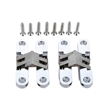 Imagem de Dobradiças 2 peças Dobradiças ocultas de aço inoxidável 304 Dobradiça de porta dobrável invisível para ferragens de móveis de cozinha com parafusos (Cor: 13 x 45 mm)