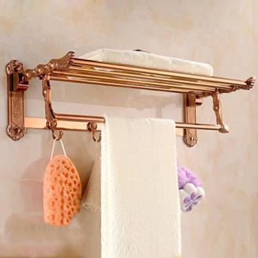 Imagem de 3FLQOOPP Toalheiro, toalheiro de banheiro, suporte de toalha de parede, toalheiro de banho de bronze, toalheiro móvel de banheiro com barras de toalha e ganchos, prateleira de toalha de banheiro de
