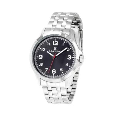 Imagem de Relógio Champion Masculino Analógico Mostrador Preto Pulseira de Aço Inoxidável Prateada CH30260T