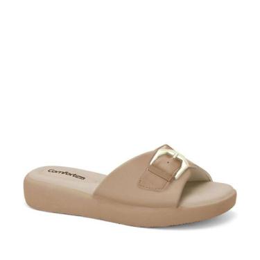 Imagem de Tamanco Feminino Flatform Tiras Comfortflex Bege-37115, Bege, 37
