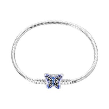 Imagem de Pulseira Feminina De Prata Esterlina 925 Com Pingente De Borboleta Do 