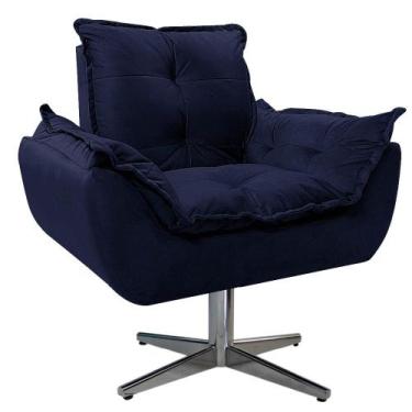 Imagem de Poltrona Opala Base Giratória de Metal Sintético - Amarena Móveis, Azu