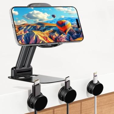 Imagem de Greygel Conjunto de suporte para celular e clipes de cabo magnético, suporte de telefone de mesa dobrável e ajustável em altura e organizador de fio adesivo para escritório em casa/viagens, compatível