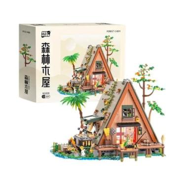 Imagem de Conjunto De Blocos De Construção Criativos Cabana Na Floresta Pescador