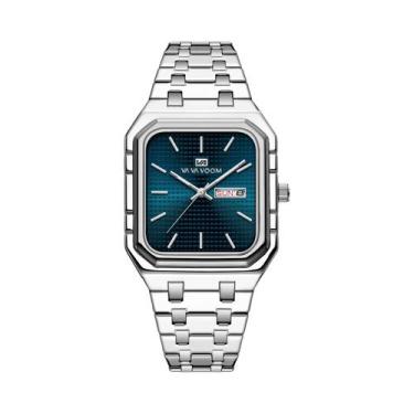 Imagem de Relógio De Quartzo Masculino Azul Dourado Com Pulseira De Aço Inoxidáv