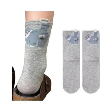 Imagem de Meias De Algodão 3D De Gato Preto E Branco, Respiráveis E Macias, Novi