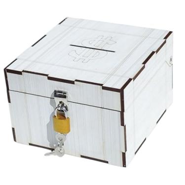 Imagem de Cofrinho Porta Dinheiro Bau Cofre Caixinha Caixa C/Cadeado(Branco)