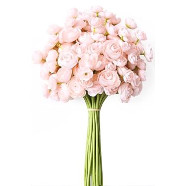 Imagem de Waipfaru Flores artificiais de ranúnculo, 18 peças, peônias falsas, flores artificiais de 35 cm, flor sintética rosa para vaso de seda, toque real, peônia sintética, volume para buquê de casamento