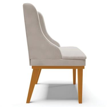 Imagem de Kit 4 Cadeiras Decorativas Sala De Jantar Base Fixa De Madeira Firenze Veludo Cinza/castanho