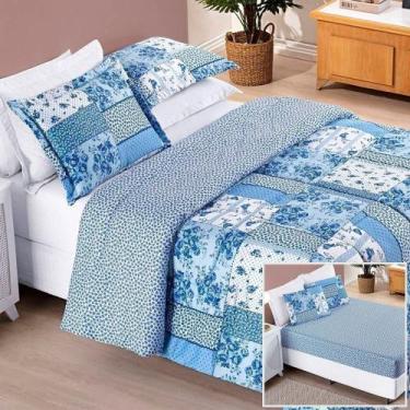 Imagem de Edredom 2,60m X 2,40m + Jogo De Cama Bouti Estampado King 06 Peças 100