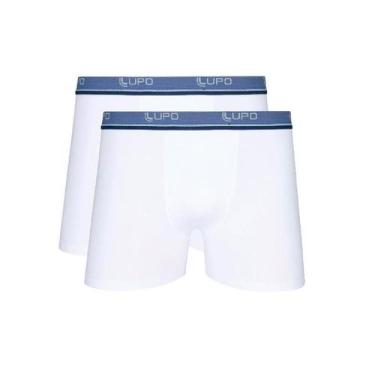 Imagem de Kit Com 2 Cuecas Boxer Brancas Lupo 523-002 Algodão, P, Branco