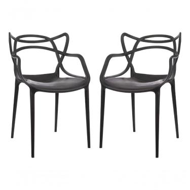 Imagem de Kit 2 Cadeiras De Design Allegra Interior E Exterior Preto