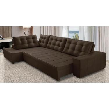 Imagem de Sofá Canto Retrátil Reclinável Molas 3,00x2,00 Esq Berlim Suede Mirra 