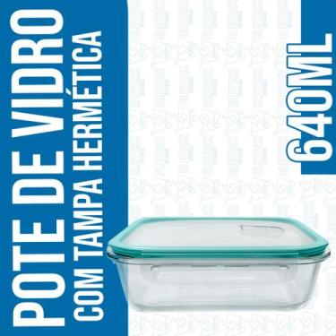 Imagem de Pote Hermetico 640Ml Mantimento Retangular Para Alimentos Anti Vazamen