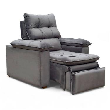Imagem de Poltrona do Papai Reclinável Retrátil Bonari Veludo Cinza Grafite - Loja Sheep