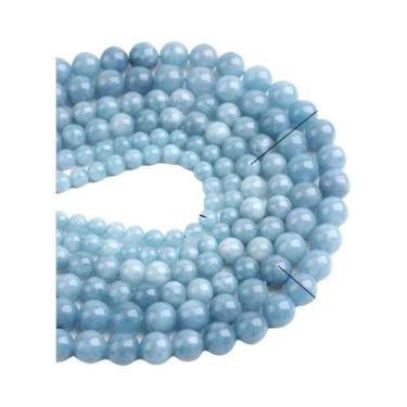 Imagem de Contas De Pedra Preciosa Azul Natural Água-Marinha Redondas Para DIY, 