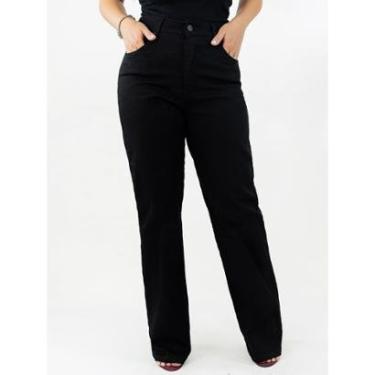 Imagem de Calça Feminina Wide Leg Sarja Black Cetim Cintura Alta Anticorpus-Feminino