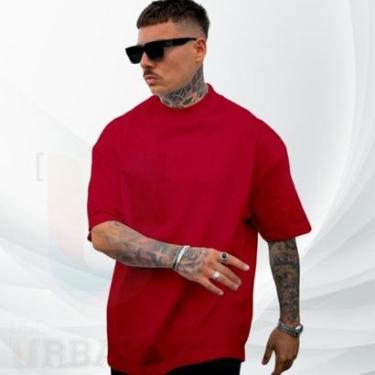 Imagem de Camiseta over Masculina Oversized 100 Algodão Manga Curta Básica Streetwear Casual Confortável-Masculino