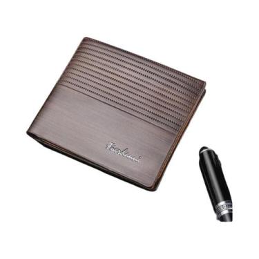 Imagem de Carteira Masculina Slim De Couro PU, Porta-Cartões De Crédito Para Neg