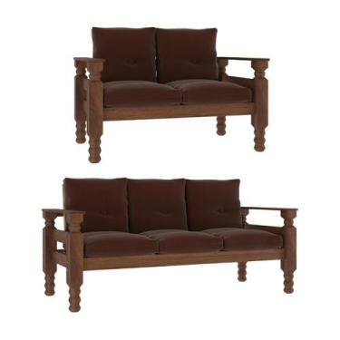 Imagem de Jogo de Sofá Madeira Maciça 2 e 3 Lugares Liz Multimóveis CR7004, Marr
