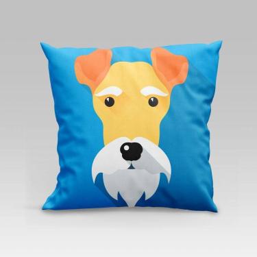 Imagem de Capa De Almofada Estampada Pet Dog Em Veludo Suede 45cm X 45cm - Decoração Raças Cachorros Cor Fox Terrier