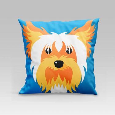 Imagem de Capa De Almofada Estampada Pet Dog Em Veludo Suede 45cm X 45cm - Decoração Raças Cachorros Cor Yorkshire