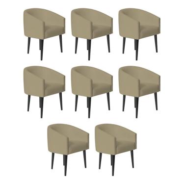 Imagem de Kit 8 Poltrona Sandy Para Escritório Consultório Sala de Estar Recepção Courvin Bege