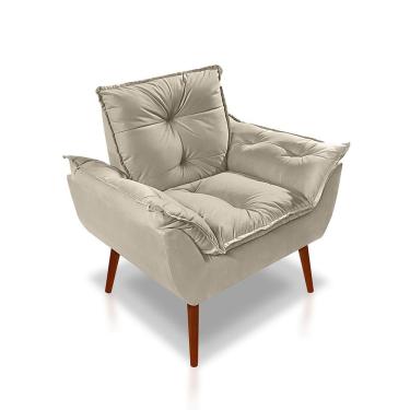 Imagem de Poltrona Opala Luxo Suede Bege Ki Barato Móveis