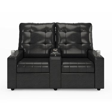 Imagem de Poltrona Reclinável Para Cinema Parma FH1 2 Lugares Couro Sintético Preto D'Rossi