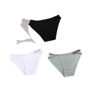 Imagem de Calcinhas De Algodão Listradas Femininas 3PCS Lingerie Sexy Respirável