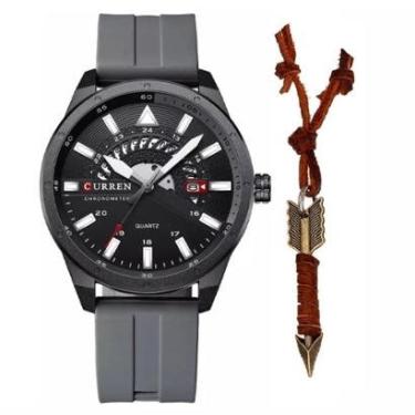 Imagem de Relógio Analógico Masculino Curren Esportivo + Colar Flecha-Masculino