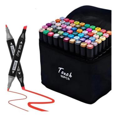 Imagem de Kit Marcador 60 Cores Ponta Dupla Caneta Canetinha Colorid P - Congrat