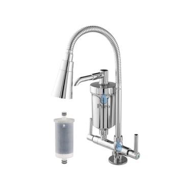 Imagem de Torneira de Cozinha Gourmet Flexível com Filtro 1-4 de Volta para Bancada em Plástico A...