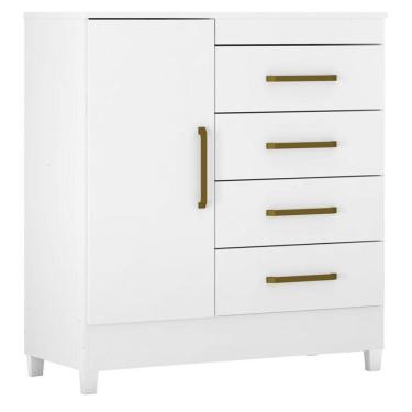 Imagem de Cômoda Montevideu Branco Rosa Flex Com Pés - Demóbile