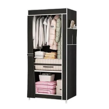 Imagem de Guarda Roupa Portátil Dobrável Solteiro e Closet com Cabideiro e Prateleira sem Portas...