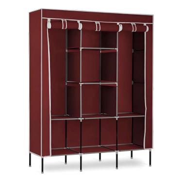 Imagem de Roupeiro Guarda Roupa Desmontável Organizador em Metal com Estrutura Tubular e 8 Pratel...