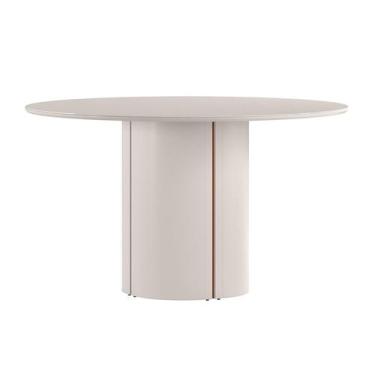 Imagem de Mesa de Jantar Redonda com Tampo de Vidro Serena Off White 135 cm - Mo