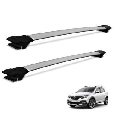 Imagem de Rack de Teto Travessa Sandero Stepway 2009 a 2019 Alumínio Prata Larga