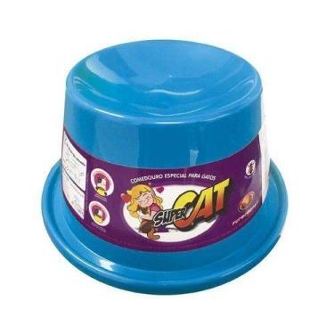 Imagem de Comedouro Ergonometro Super Cat para Gatos 200ml  - Furacão Pet, Azul