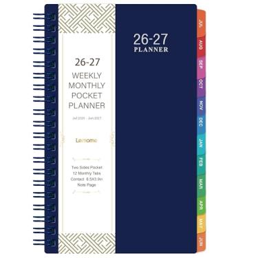 Imagem de Agenda de bolso 2026-2027 – Agenda de bolso semanal e mensal 2026-2027 para bolsa, julho de 2026 a junho de 2027, 17,3 cm x 10,4 cm, solteiro forte - encadernação de arame, capa de plástico