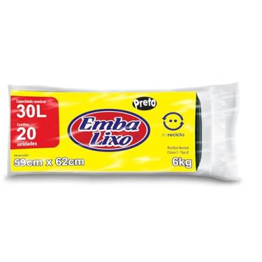 Imagem de Embalixo Saco de Lixo Preto Eu Reciclo 30 Litros - 20 Unidades