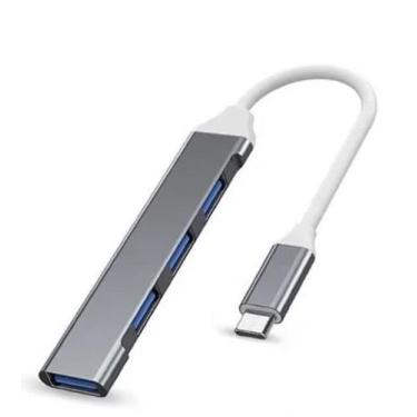Imagem de Hub USB 3.0 de 4 Portas com Splitter USB Tipo C, Corpo Metálico Slim -