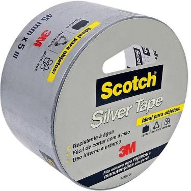 Imagem de Fita Adesiva Silver Tape 3939 Alta Resistência 45mm X 5m Resistente à Água Prata Scotch