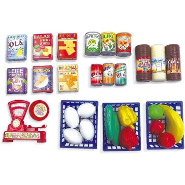 Imagem de Brinquedo Super Feirinha Brincando de Casinha com Frutas Verduras e Acessórios Pica Pau Brinquedos